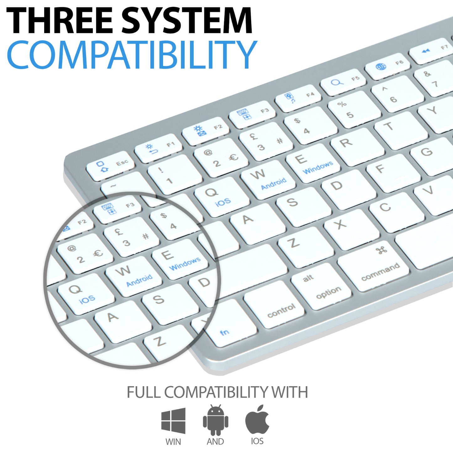 NEW SLIM WIRELESS BLUETOOTH KEYBOARD for IMAC IPAD ANDROID PHONE TABLET PC UK