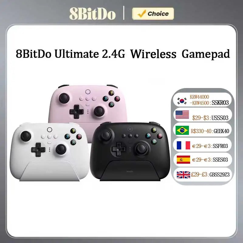 8Bitdo Ultimate Wireless 2.4G Gaming Controller with Charging Dock, Joystick Gamepad for PC, Windows 10, 11, Steam, Android