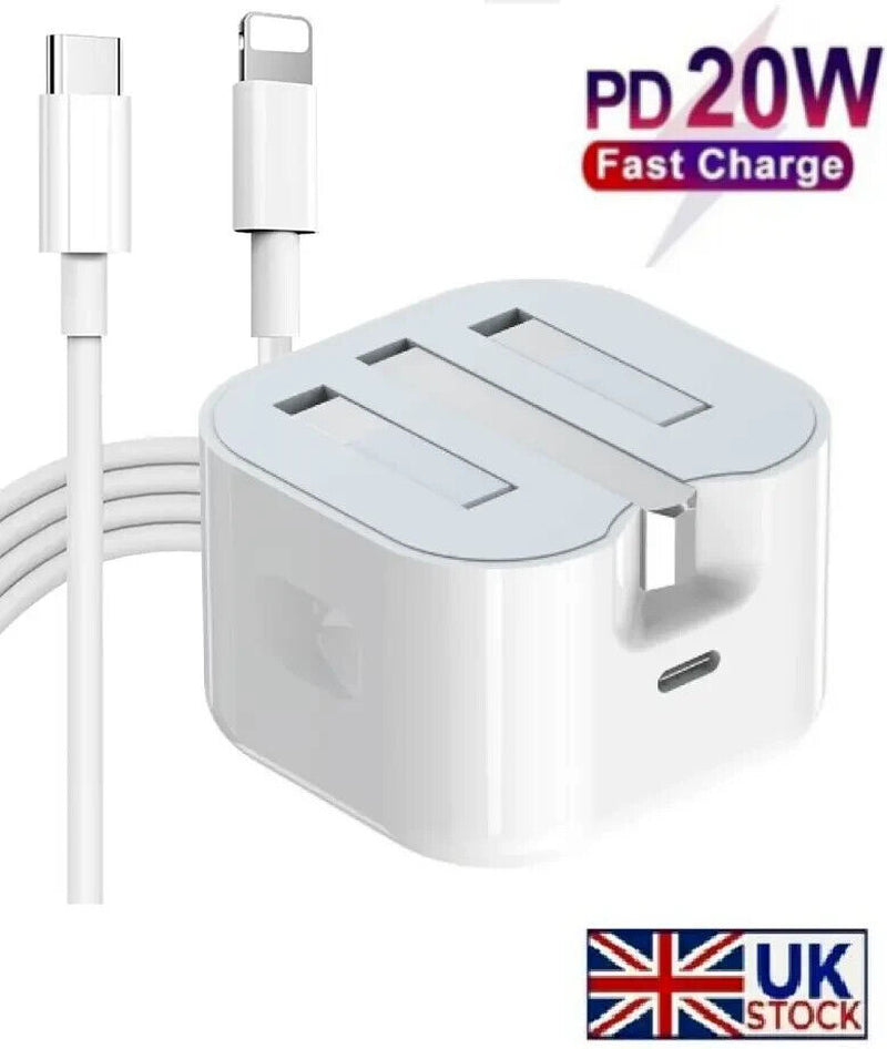 For Iphone 14 13 12 11 Pro XR XS Fast Charging 20W USB-C PD Plug Charger Cable