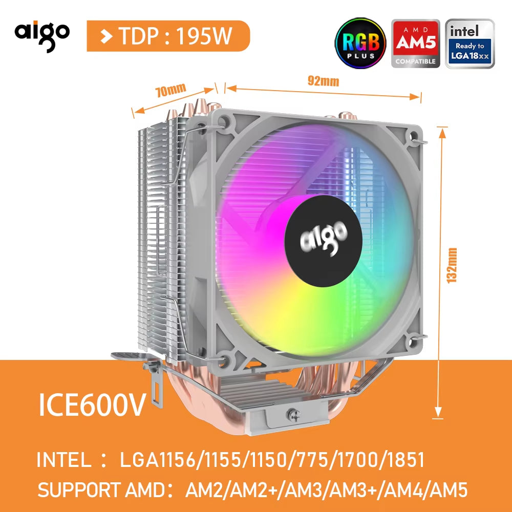 CPU Cooler 2 4 6 Heat Pipes PC Radiator Cooling 3PIN PWM Silent Rgb Fan for Intel 1700 1150 1155 1156 1366 AM2/AM3/AM4 AMD