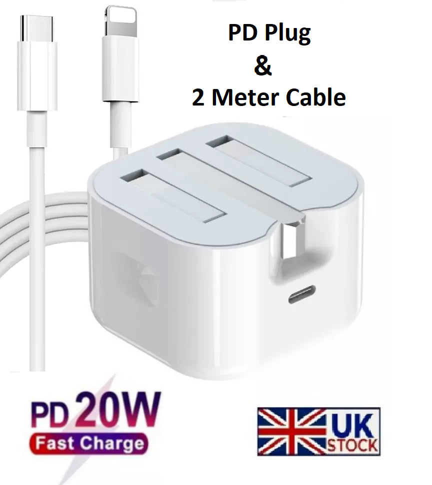 For Iphone 14 13 12 11 Pro XR XS Fast Charging 20W USB-C PD Plug Charger Cable