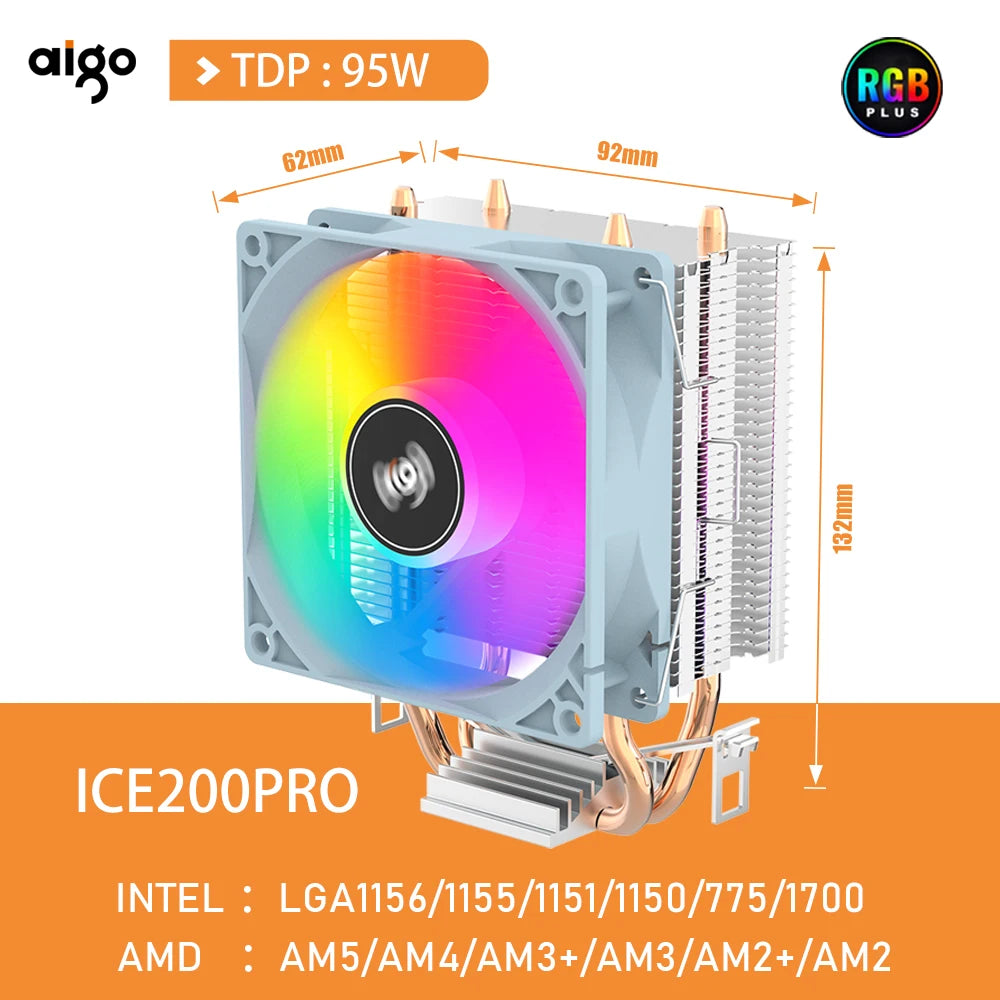 CPU Cooler 2 4 6 Heat Pipes PC Radiator Cooling 3PIN PWM Silent Rgb Fan for Intel 1700 1150 1155 1156 1366 AM2/AM3/AM4 AMD